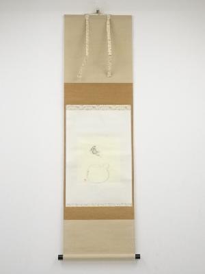 作家物　瓢箪から駒図　肉筆紙本掛軸（共箱）